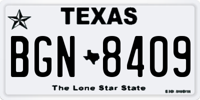 TX license plate BGN8409