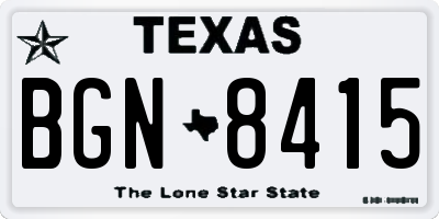TX license plate BGN8415