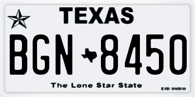 TX license plate BGN8450