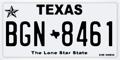 TX license plate BGN8461