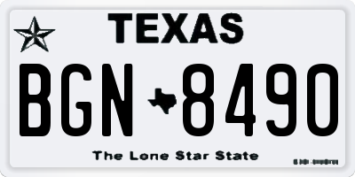 TX license plate BGN8490
