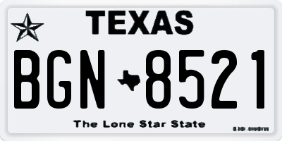 TX license plate BGN8521