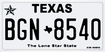 TX license plate BGN8540