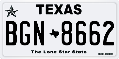 TX license plate BGN8662
