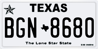 TX license plate BGN8680
