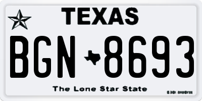 TX license plate BGN8693