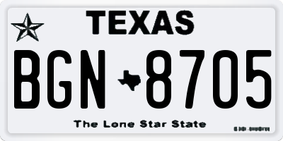 TX license plate BGN8705