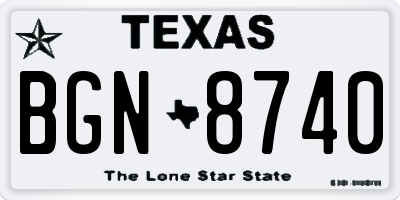 TX license plate BGN8740