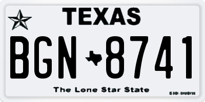 TX license plate BGN8741