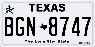 TX license plate BGN8747
