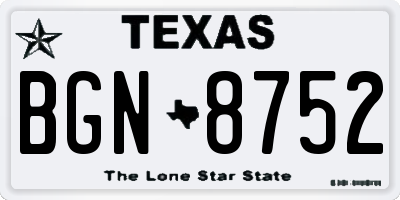 TX license plate BGN8752