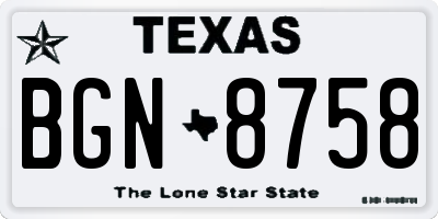 TX license plate BGN8758