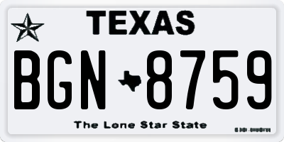 TX license plate BGN8759