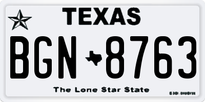 TX license plate BGN8763