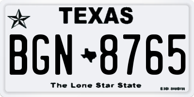 TX license plate BGN8765