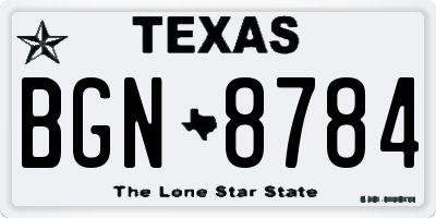 TX license plate BGN8784