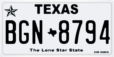 TX license plate BGN8794
