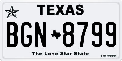 TX license plate BGN8799