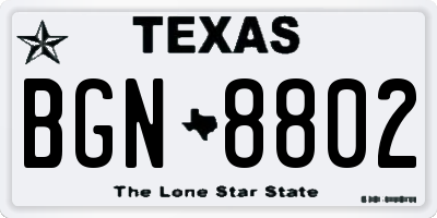 TX license plate BGN8802