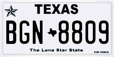 TX license plate BGN8809