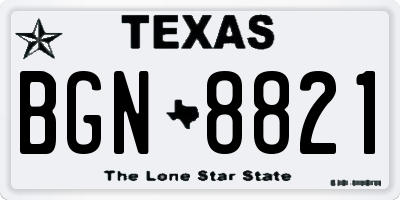 TX license plate BGN8821