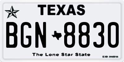 TX license plate BGN8830