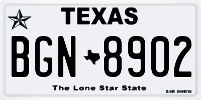 TX license plate BGN8902