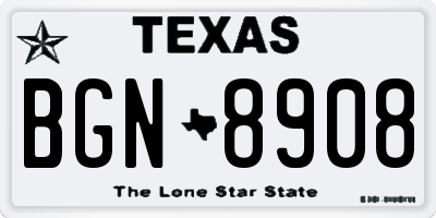 TX license plate BGN8908