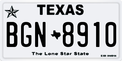 TX license plate BGN8910