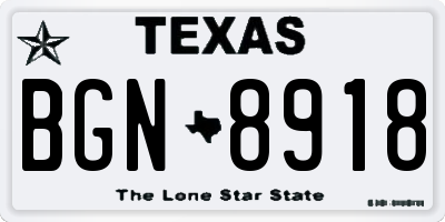 TX license plate BGN8918