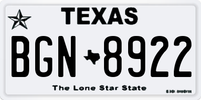 TX license plate BGN8922