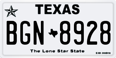 TX license plate BGN8928