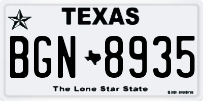 TX license plate BGN8935