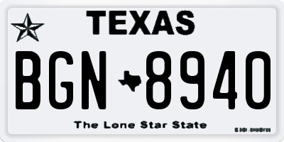 TX license plate BGN8940