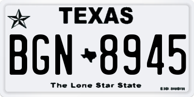 TX license plate BGN8945