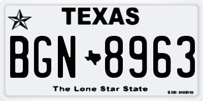 TX license plate BGN8963