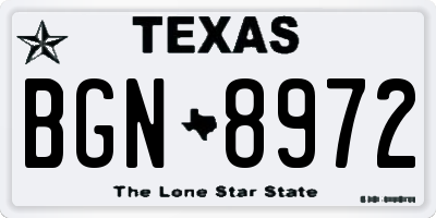 TX license plate BGN8972