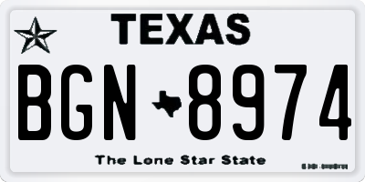 TX license plate BGN8974