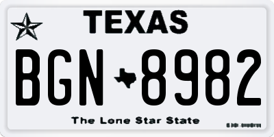 TX license plate BGN8982