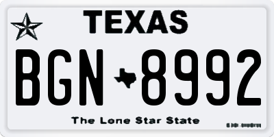 TX license plate BGN8992