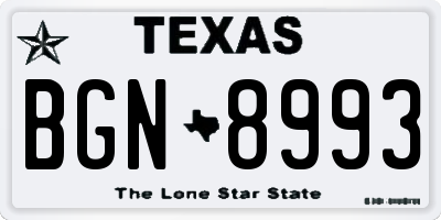 TX license plate BGN8993