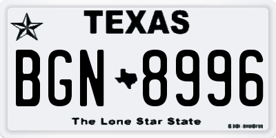 TX license plate BGN8996