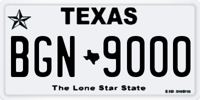 TX license plate BGN9000