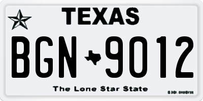 TX license plate BGN9012