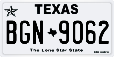 TX license plate BGN9062