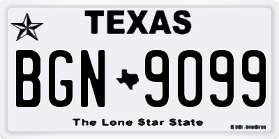 TX license plate BGN9099