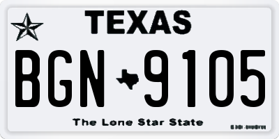 TX license plate BGN9105