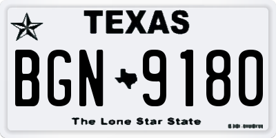 TX license plate BGN9180