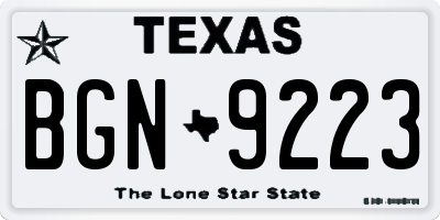 TX license plate BGN9223