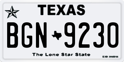 TX license plate BGN9230